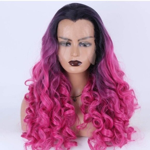 22inch Rose Pink Lace Front Wig